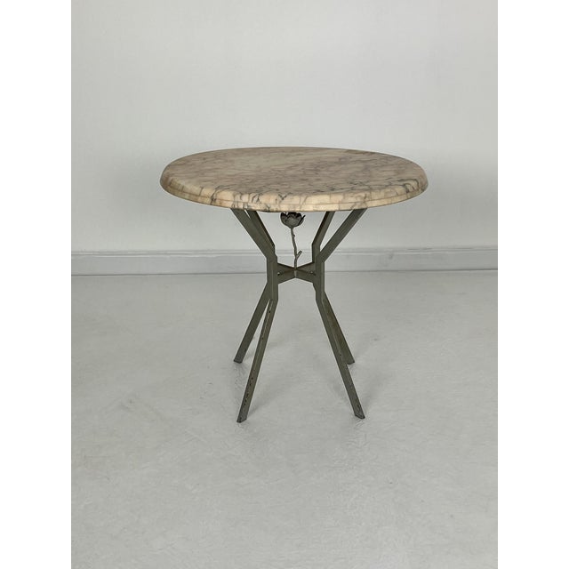 Iron Coffee Table with Marble Top, 1960s For Sale - Image 9 of 9