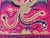 1990s Asian Square Magenta Phoenix Bats Blossom Flower Fabric Display Art For Sale - Image 5 of 8