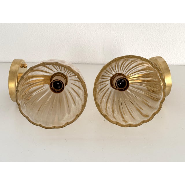 Art Deco Italian Brass and Murano Glass Wall Lights, 1990s, Set of 2 For Sale - Image 12 of 14