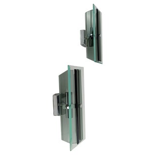 Italian Smoked and Green Nilo Glass Sconces in the style of Veca, 1960s, Set of 2 For Sale