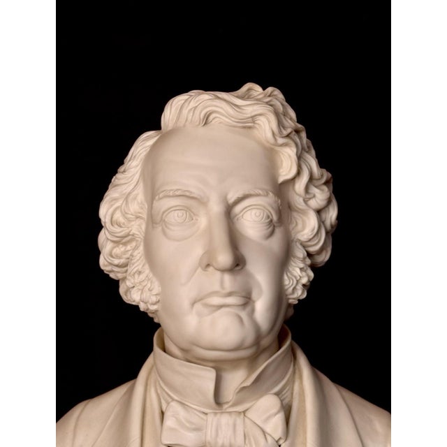 Rare EXTRA LARGE Antique Parian CHARLES SUMNER Bisque Portrait Bust Statue For Sale - Image 16 of 18