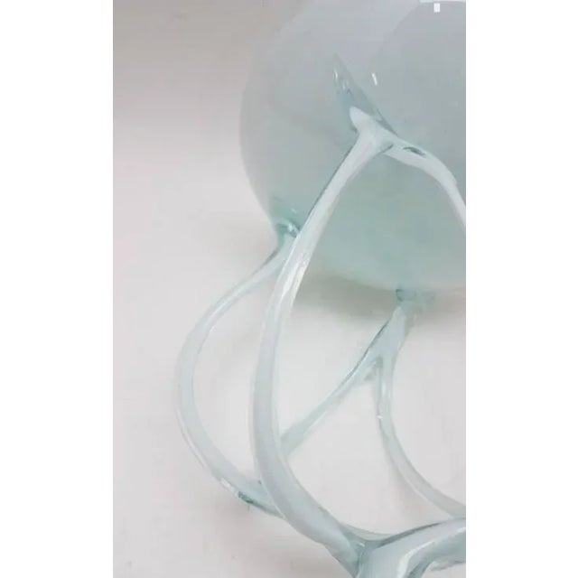 1980s 1980s Jozefina Krosno Octopus/Jellyfish Glass Pedestal in Pale Green, Blue and White For Sale - Image 5 of 12