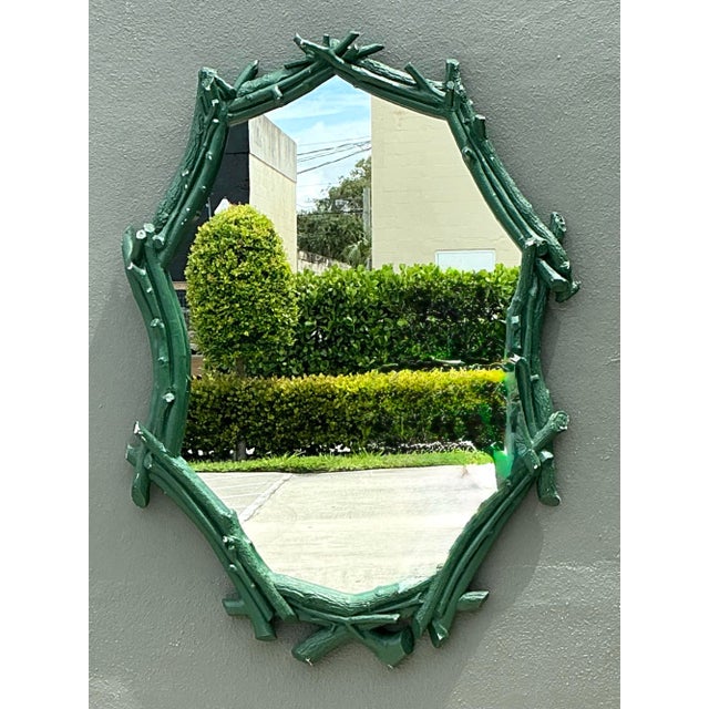 Vintage Green Painted Twig Mirror For Sale - Image 12 of 12