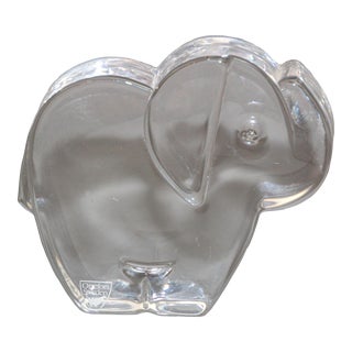 Orrefors Sweden Martti Rytkönen Crystal Elephant Orrefors Glass Paperweight For Sale