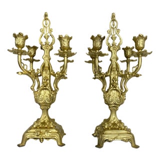 Rococo Gilt Bronze Candleholders, Set of 2 For Sale