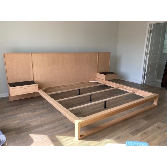 Huppe Modern King Size Platform Bed With Attached Nightstands Chairish