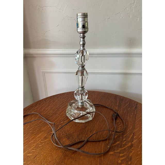 Mid 20th Century Stacked Crystals Leaded Glass Nightstand/Boudoir/Desk Lamp For Sale - Image 11 of 12