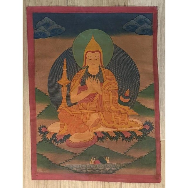 2000 - 2009 Thangka of Je Tsongkhapa, Paint on Cotton Canvas For Sale - Image 5 of 7