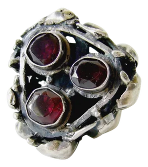 Rachel Gera Garnet Sterling Silver Israeli Modernist Ring