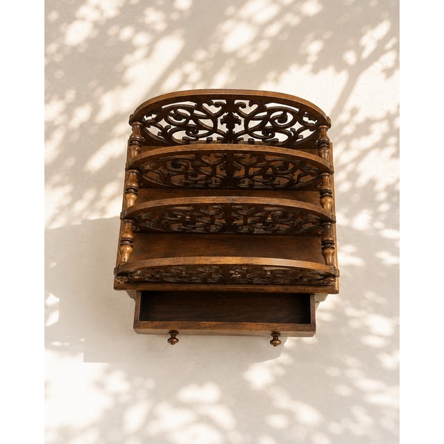 19th Century English Victorian Carved Wooden Magazine Rack For Sale - Image 3 of 5
