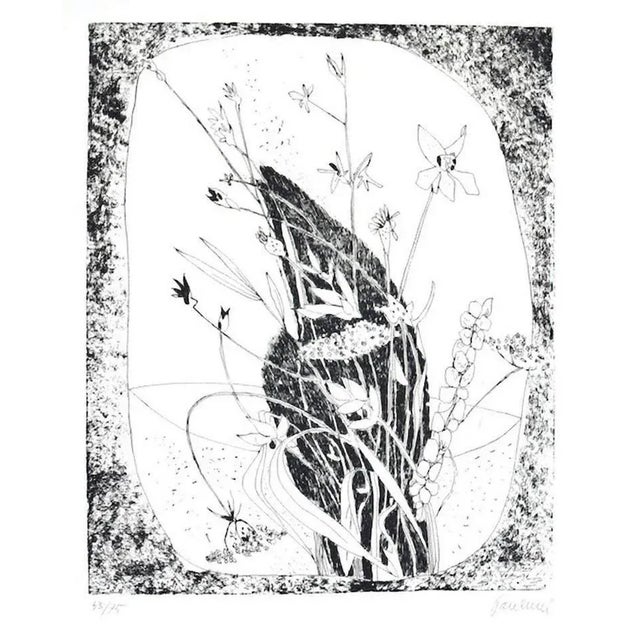 Enrico Rumo - Flowers - Original Etching on Paper - 1970s For Sale - Image 3 of 3