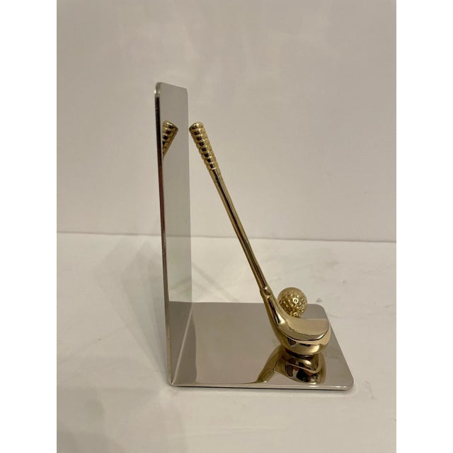 Late 20th Century Brass & Chrome Golf Club Bookends - a Pair For Sale - Image 9 of 13