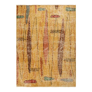 Vintage Zeki Múren Deco Runner in Gold, With Colorful Pattern From Rug & Kilim For Sale