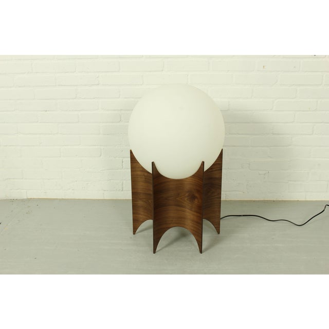 Wood Vintage Globe Lampshade with Sculptural Wooden Base, 1960s For Sale - Image 7 of 8