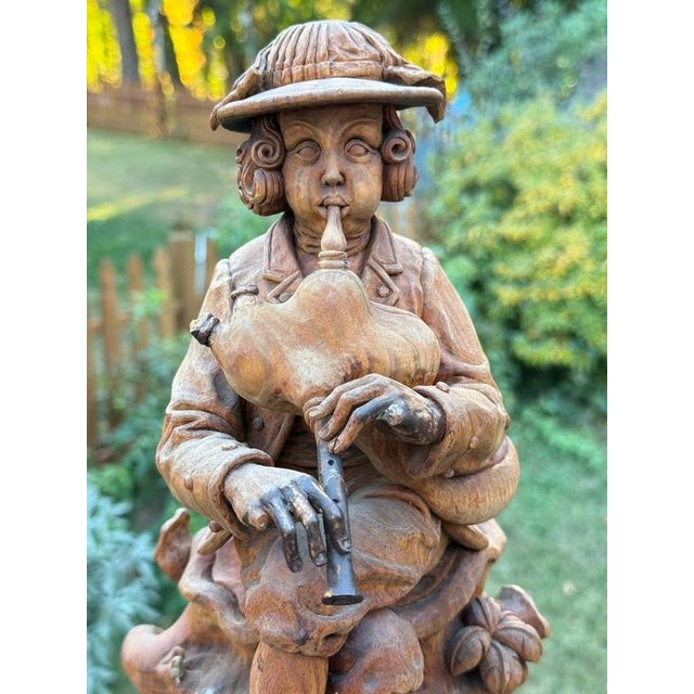 Antique 18thC Signed Folk Art Sculpture Wood Carving, Itinerant Bagpipe Musician, Czech Bohemia For Sale In Philadelphia - Image 6 of 16