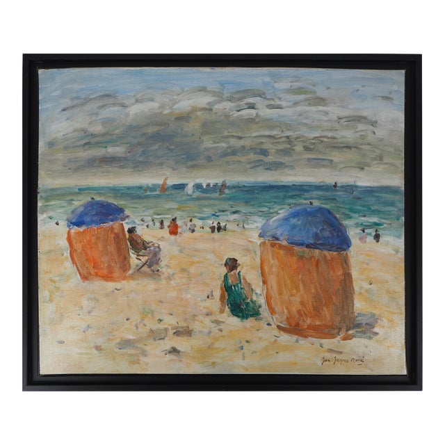 Summer in Houlgate Oil on Canvas by Jean-Jacques René For Sale