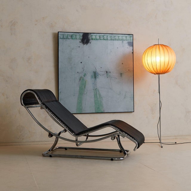 Italian Chrome + Leather Chaise Lounge Attributed to Guido Faleschini, 1970s For Sale - Image 4 of 11