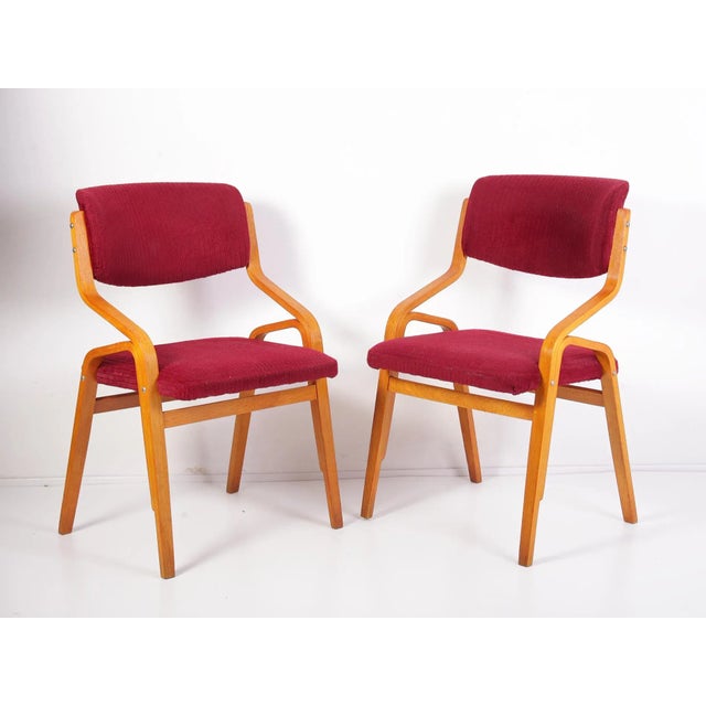 Maroon Side Chairs by Ludvik Volak, 1970s, Set of 2 For Sale - Image 8 of 8