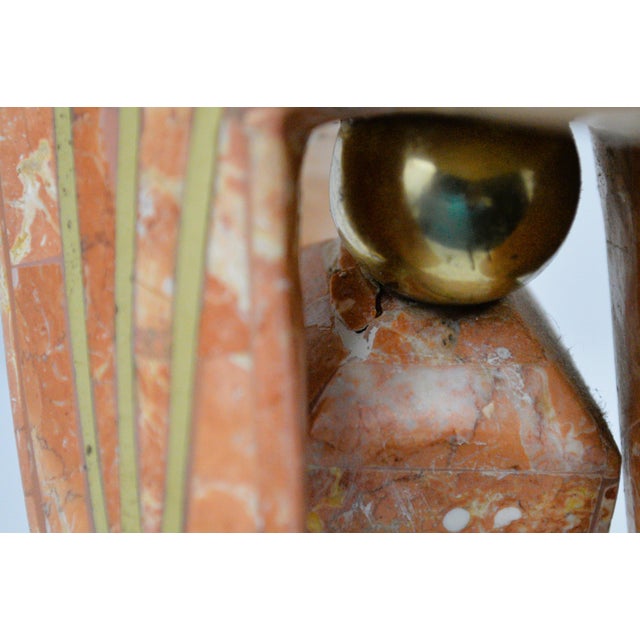 1980s Maitland-Smith Style Tessellated Stone Brass Perched Bird For Sale - Image 10 of 10