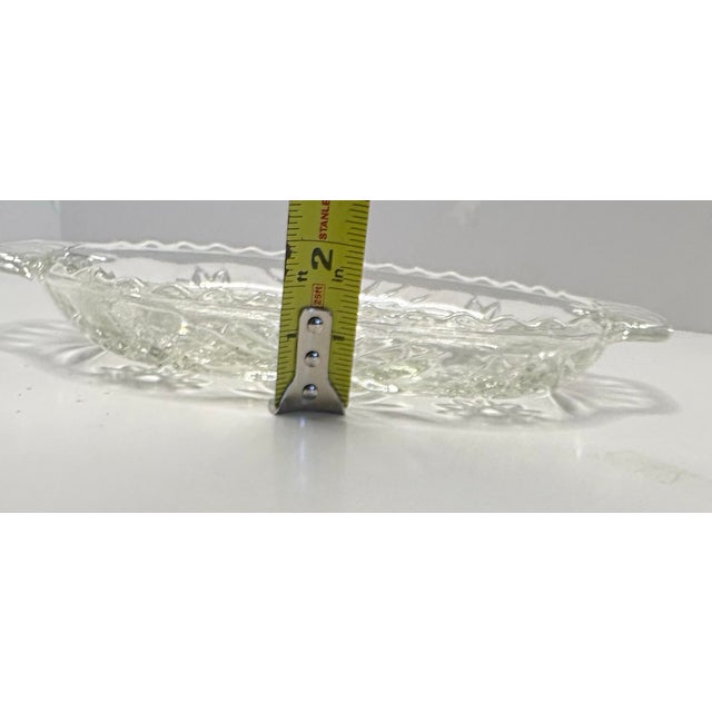Glass Vintage Mid Century Pressed Glass Oval Relish Dishes With Starburst Pattern - Set of 3 For Sale - Image 7 of 7