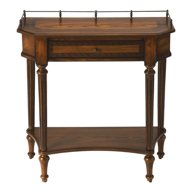 Charleston 1 Drawer Console Table, Medium Brown For Sale