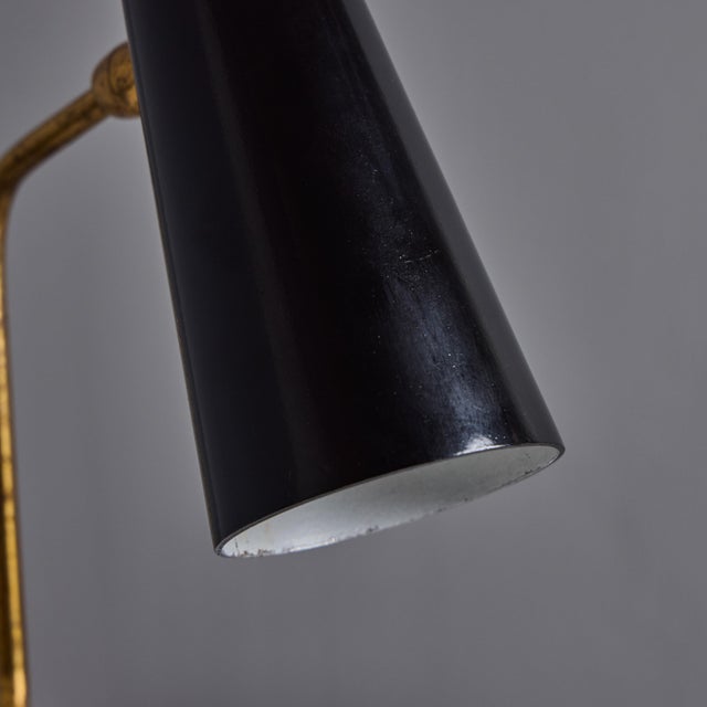 1950s Stilux Milano Black and Brass Conical Table Lamp For Sale - Image 10 of 13