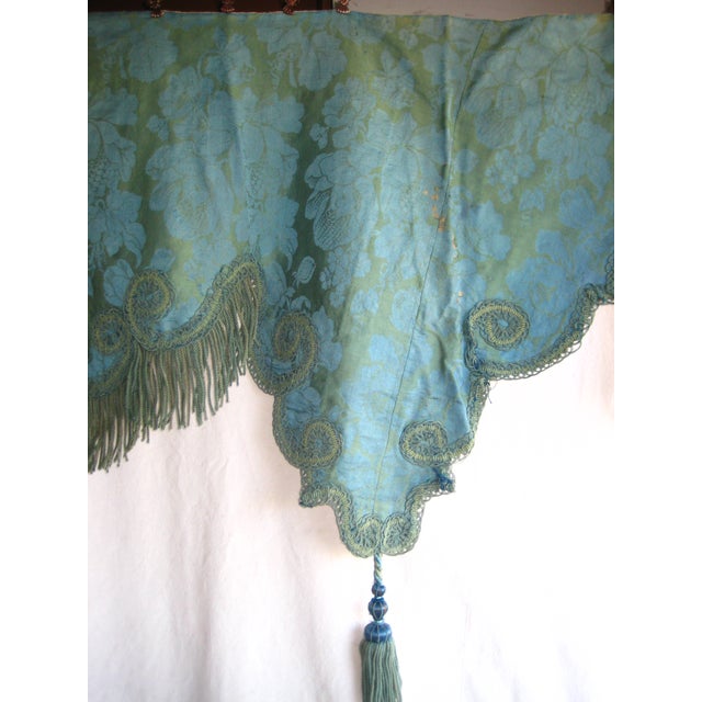 French Mid 19th Century Napoleon III Bleu Silk Valence For Sale - Image 3 of 14