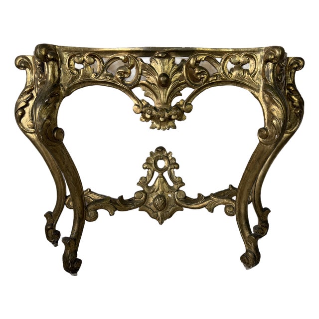 Vintage Italian Hollywood Regency Style Carvedwood Console Table Base – No Top For Sale