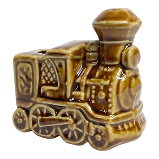 1950s Mid-Century Boho Chic Ceramic Train Toothpick Holder For Sale