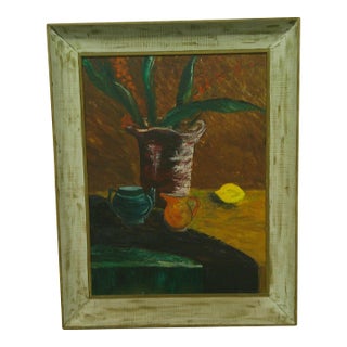 Vintage Mid-Century Still Life With Snake Plant and Lemon For Sale