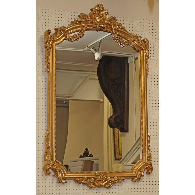 French Large French Louis XVI Style Composite Gold Mirror 55 X 33 For Sale - Image 3 of 8