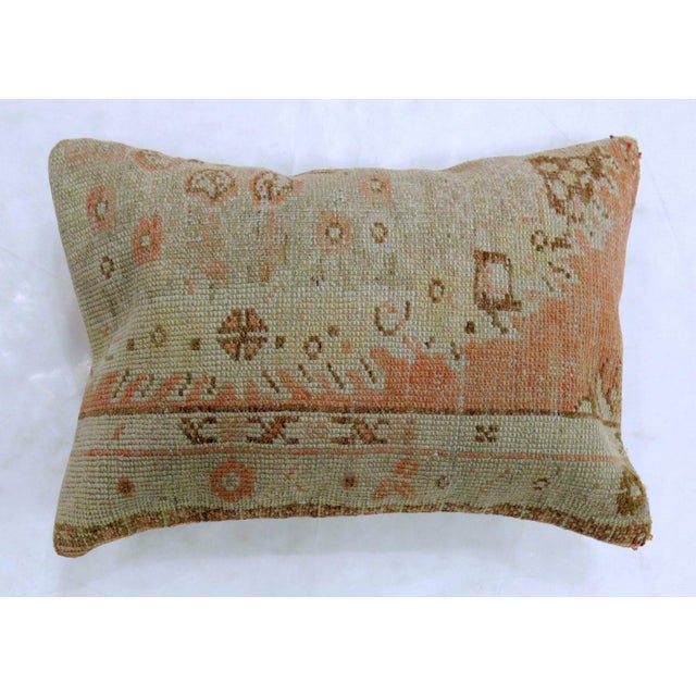 Orange Traditional Vintage White Medallion Oushak Rug Pillow For Sale - Image 4 of 5