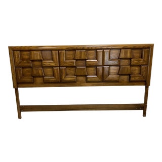 Mid Century Walnut Brutalist Style King Head Board For Sale