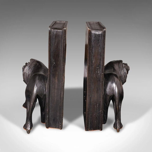 Victorian 1900's Pair of Antique Carved Lion Bookends For Sale - Image 3 of 11