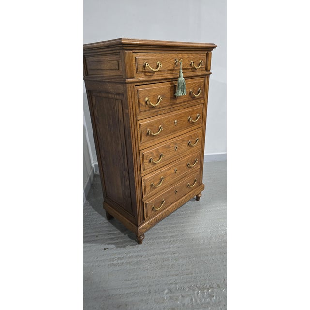 Wood Antique French Oak Chest of Drawer, 1900 For Sale - Image 7 of 16