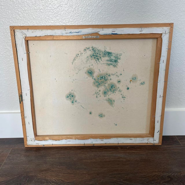 Textile Vintage Modern Expressionist Framed Oil Canvas Painting by Herbert Steinke For Sale - Image 7 of 9