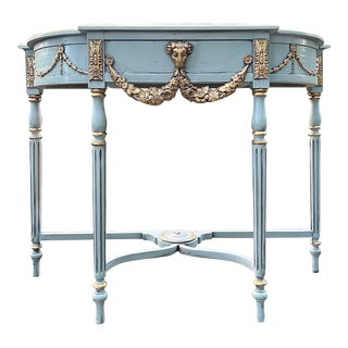Vintage French Regency Carved Console Table With Drawer For Sale