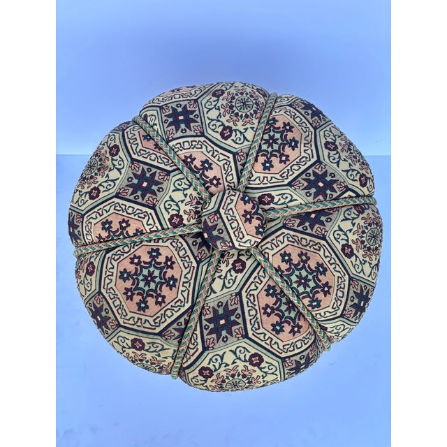 Moroccan Art Deco Style Pouf Upholstered in Moorish Textile Fabric Stool For Sale - Image 15 of 15