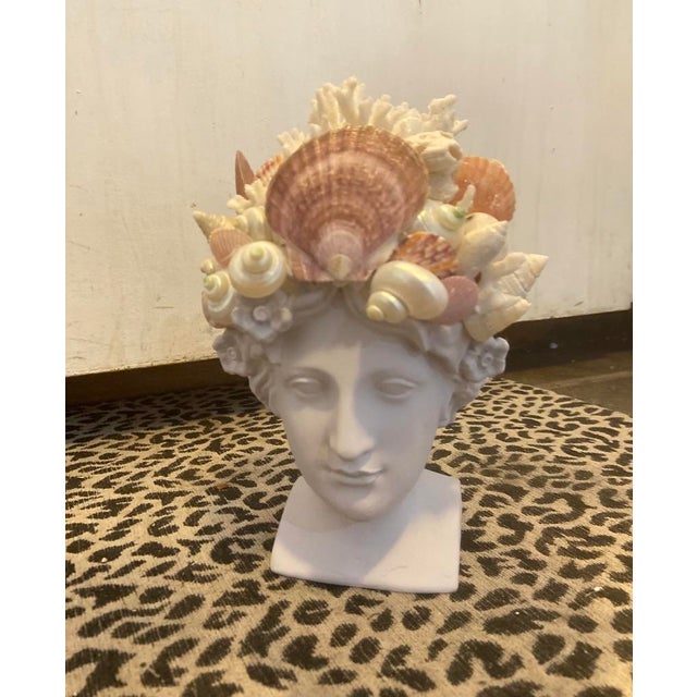 Shell-Encrusted Bust in Farrow & Ball “Calluna” For Sale - Image 11 of 12