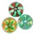 Vintage Murano Fratelli Toso Green Orange Millefiori Flower Italian Art Glass Paperweights - Set of 3 For Sale