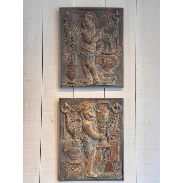 Traditional Pair 19th Century Carved Relief Panels For Sale - Image 3 of 14