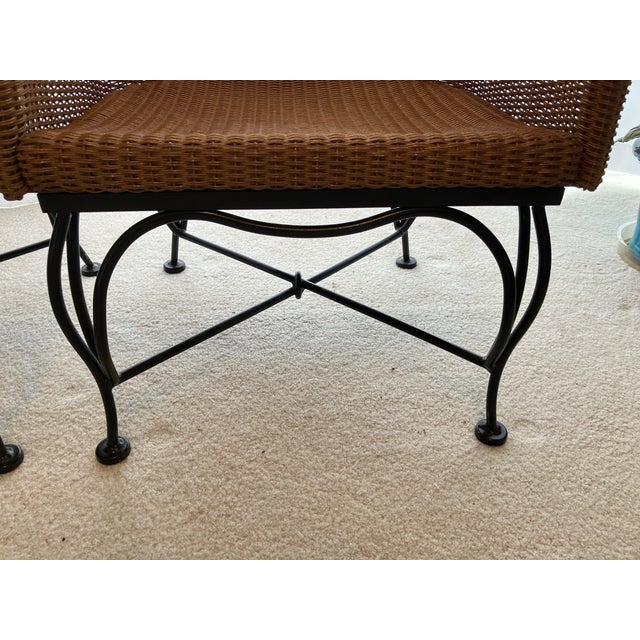 Pair of Wicker Lloyd Flanders Chairs With Black Metal Frames For Sale - Image 11 of 11