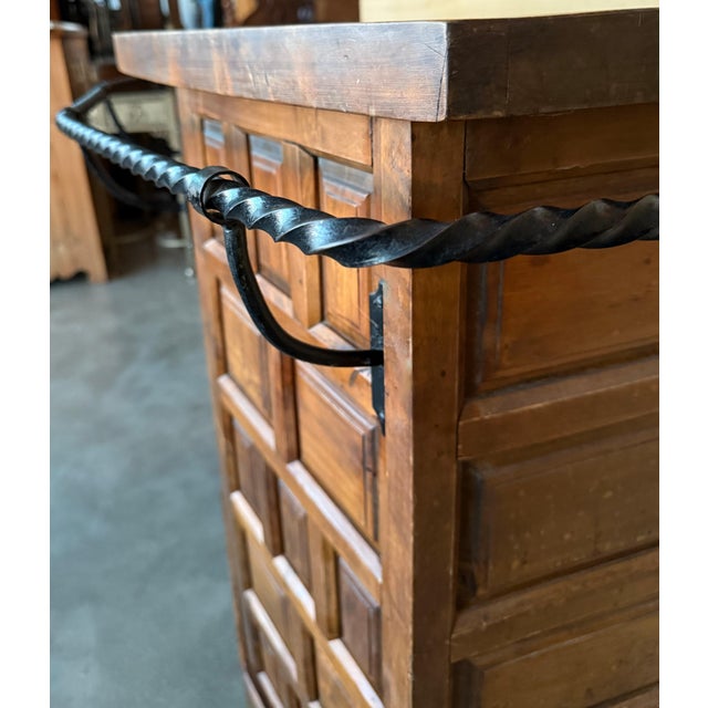 Spanish Carved Walnut Draper’s Counter, Castilian Revival, 1930s For Sale - Image 4 of 18