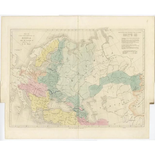 Antique map titled 'Sketch of the acquisitions of Russia since the Accession of Peter 1st to the Throne'. Historical map...