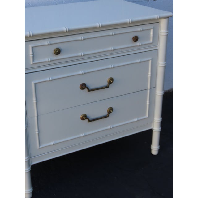 Thomasville Hollywood Regency Faux Bamboo Nightstands Bedside Tables a Pair 6644 For Sale - Image 11 of 18