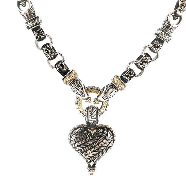 Modern Late 20th-Century Sterling and 18k Bowman Original Reversible Heart Necklace For Sale - Image 3 of 12