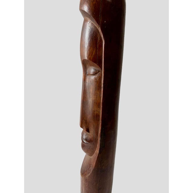 Florencio Gelabert, Cuban Master Florencio Gelabert Sculpture Large Wood Carving Bust Man Portrait For Sale - Image 15 of 18