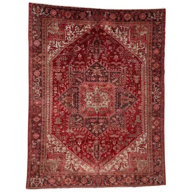Vintage Persian Heriz Wool Rug For Sale - Image 13 of 13