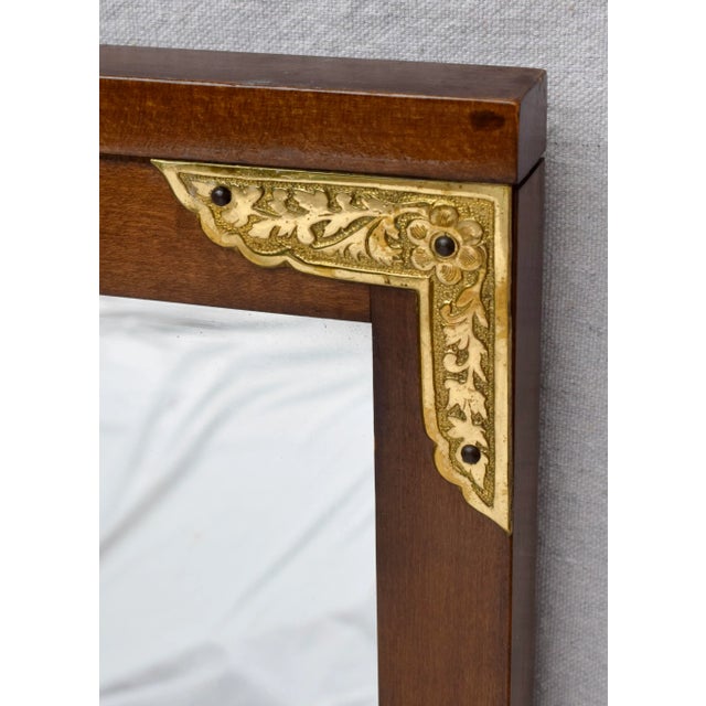 Mid-Century Modern 1950's Walnut Chinoiserie Campaign Style Mirror by Drexel For Sale - Image 3 of 8