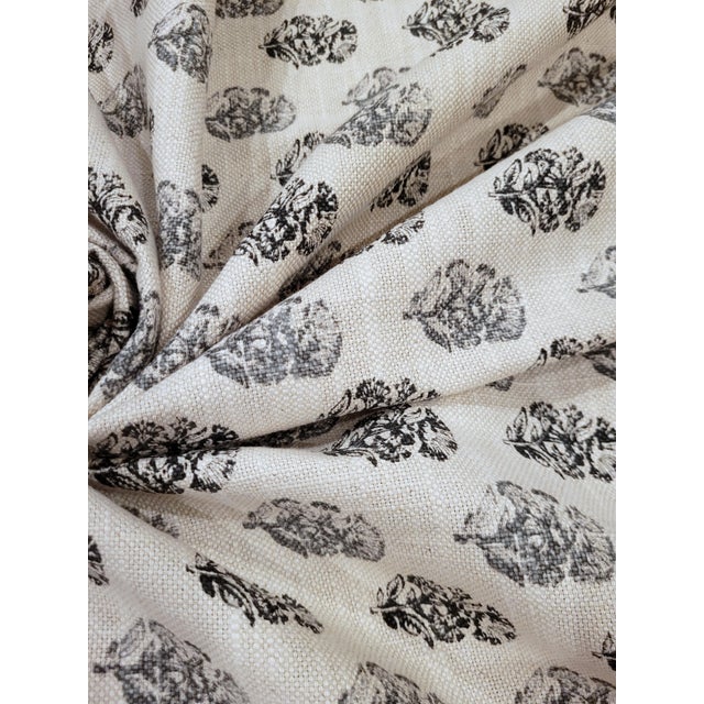 Textile Pk Lifestyles Charcoal "Posey" Cotton/Linen Basketweave Blend Fabric- 7.8 Yards For Sale - Image 7 of 8